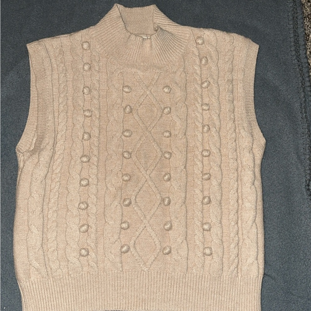 Debut Cream Turtleneck Top with Intricate Cable Knit
